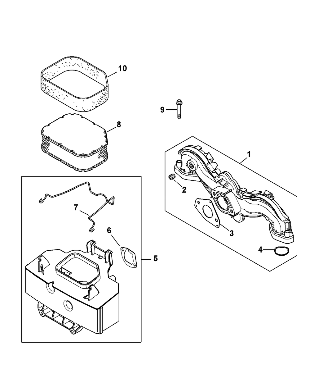 Kohler Sv710-0035 Air Intake And Filtration Diagram and Parts List for Z-FORCE44 17AE3AGF-17AE3AGF010 Cub Cadet Lawn Tractor